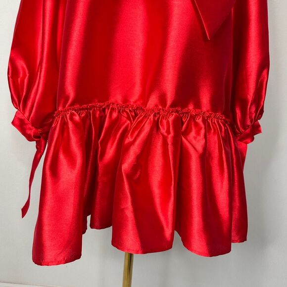Akira Puff Sleeve Drop Waist Mini Red Dress S Holiday Party Christmas Coquette - Picture 16 of 16